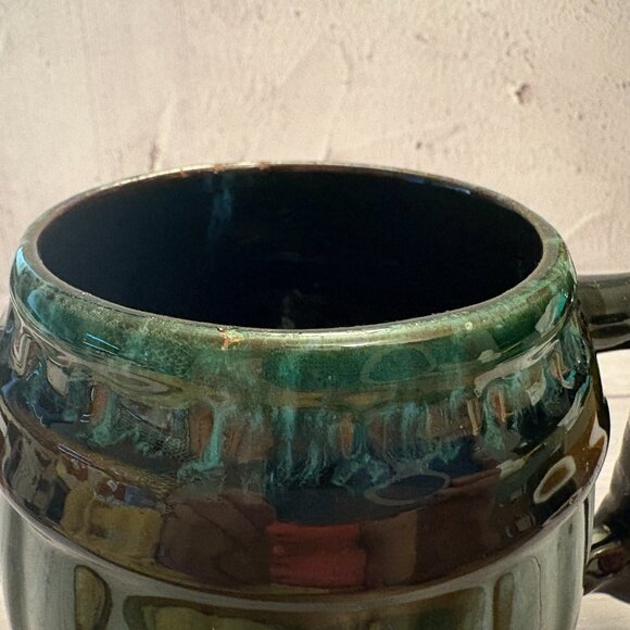 Blue Mountain Barrel Mug with Handle Drip Glaze Redware Mid Century (SKU: 189MI) - Picture 7 of 8